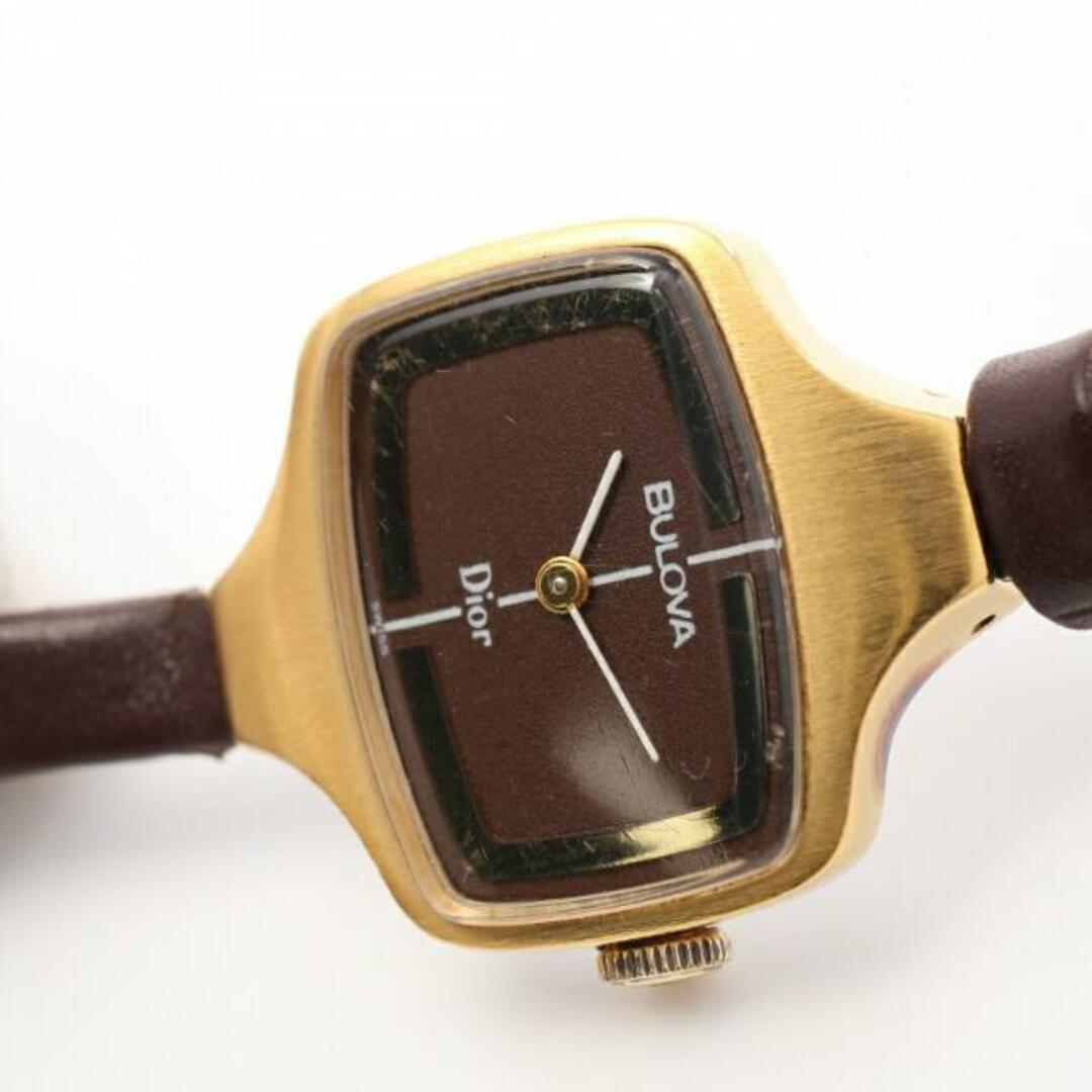 Christian Dior(クリスチャンディオール)のBULOVA レディース 腕時計 手巻き GP レザー ゴールド ダークブラウン ダークブラウン文字盤 レディースのファッション小物(腕時計)の商品写真