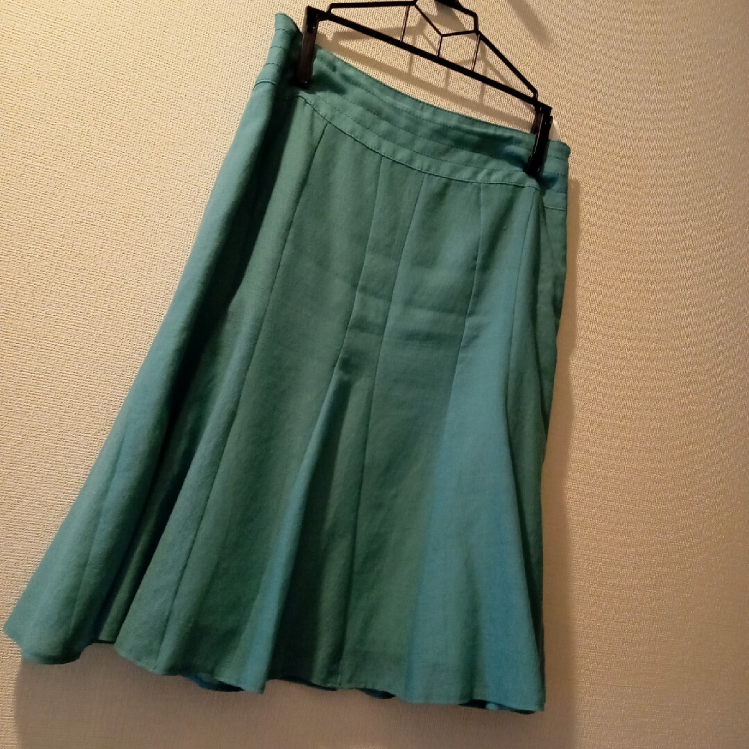 VOICEMAIL(ヴォイスメール)のヴォイスメール フレアスカート エメラルドグリーン ポイント レディースのスカート(ひざ丈スカート)の商品写真