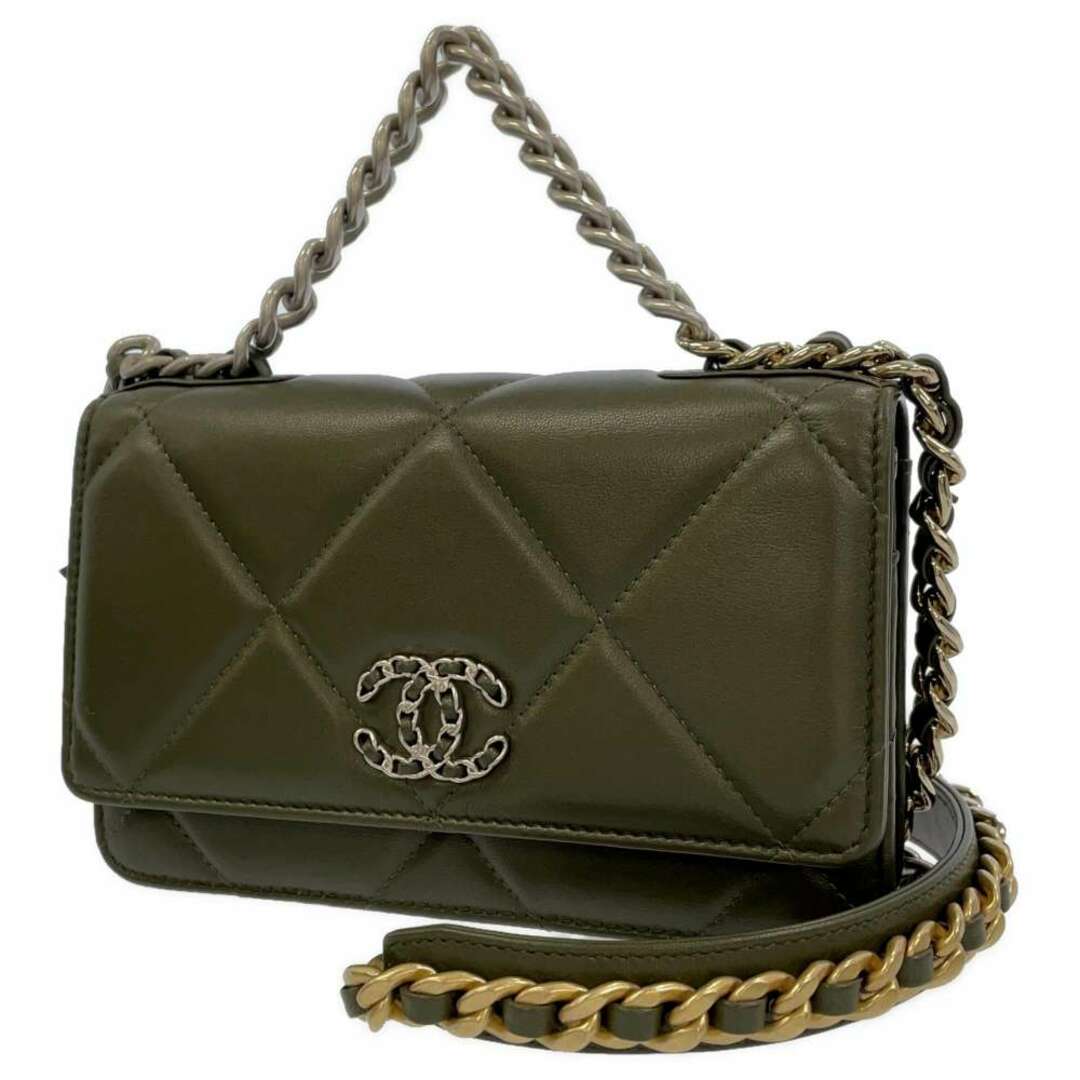 極美品 CHANEL シャネル  CHANEL19 ココマーク チェーン ウォレット 黒  AP0957  レディース ショルダーバッグ