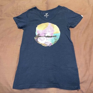 ロキシー(Roxy)のROXY ロキシー プリント ロゴ Tシャツ 半袖 サイズ M ネイビー(Tシャツ(半袖/袖なし))