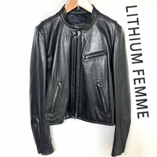 リチウムフェム(LITHIUM FEMME)のLITHIUM FEMME カウレザー シングルライダース　38 ブラック(ライダースジャケット)