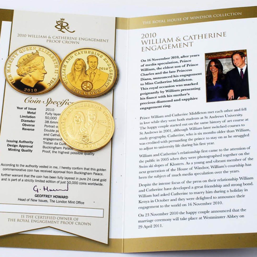 イギリス　エリザベス女王　皇太子妃婚約記念純金メッキクラウンコイン　限定合金銅貨貨幣