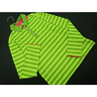 ナイキ(NIKE)のNIKE ナイキ ゴルフ ボーダー 長袖 ポロシャツ sizeM/緑ｘ黄緑 ◇■ レディース(ポロシャツ)