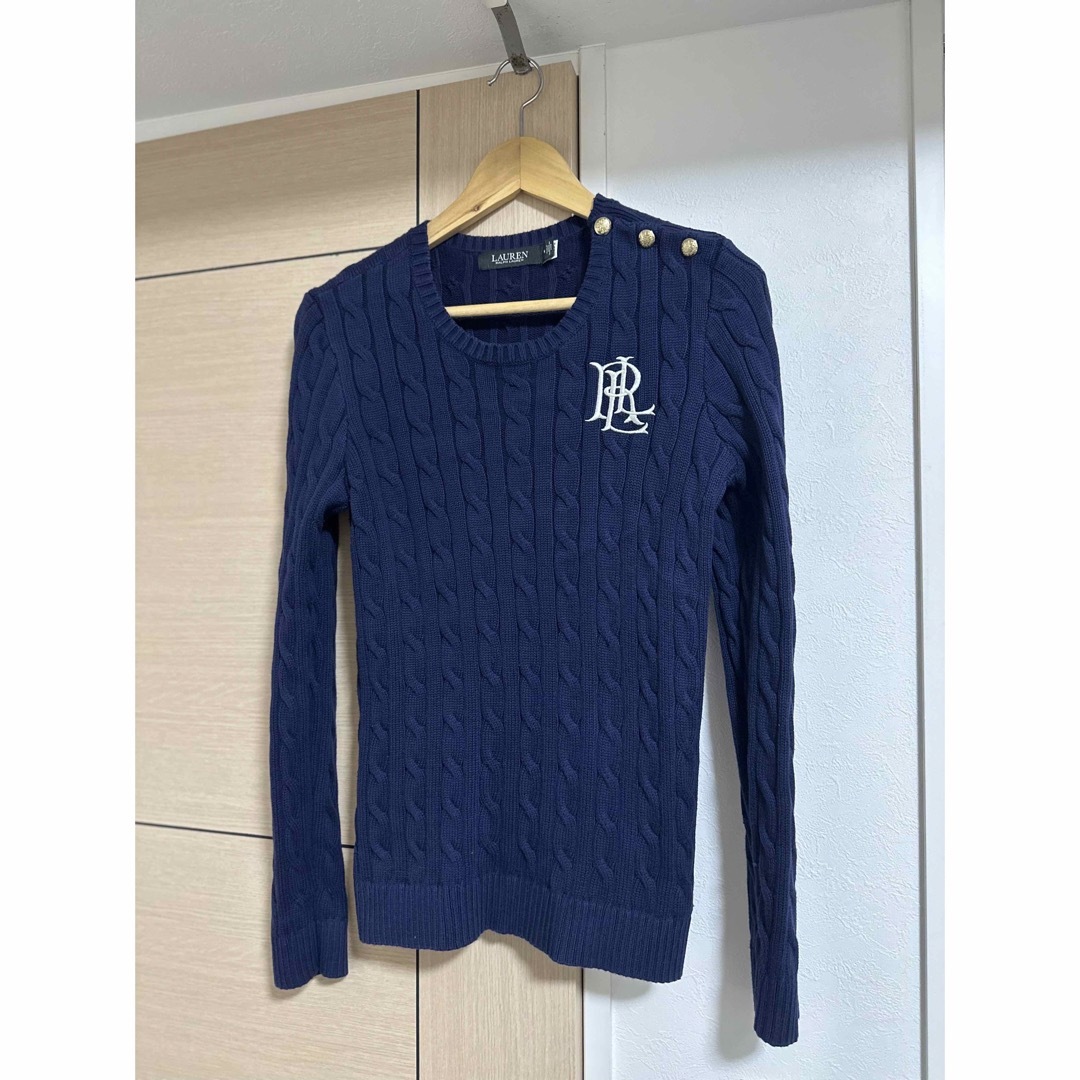 POLO RALPH LAUREN(ポロラルフローレン)のローレンラルフローレン　コットンケーブルニット　ネイビー レディースのトップス(ニット/セーター)の商品写真