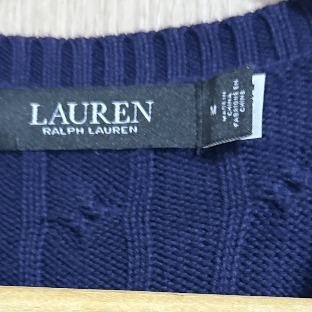 POLO RALPH LAUREN(ポロラルフローレン)のローレンラルフローレン　コットンケーブルニット　ネイビー レディースのトップス(ニット/セーター)の商品写真