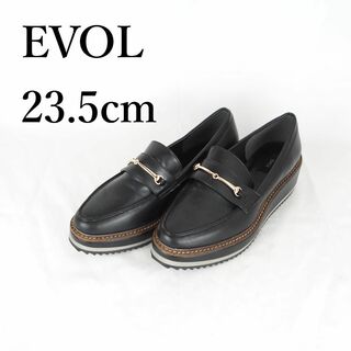 イーボル(EVOL)のEVOL*イーボル*厚底ローファー*23.5cm*黒*M0585(ローファー/革靴)