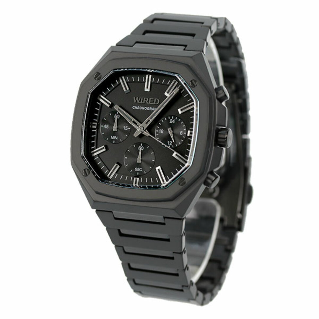 セイコー SEIKO WIRED 腕時計 メンズ AGAT447 ワイアード リフレクション オクタゴン 8角モデル クオーツ（VD54/日本製） ブラックxブラック アナログ表示