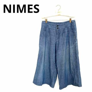 ニーム(NIMES)のNIMES デニムパンツ　ガウチョ　クロップド　薄手　綿100 カジュアル　S(クロップドパンツ)