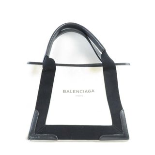 バレンシアガ(Balenciaga)のBALENCIAGA バレンシアガ 339933 ネイビーカバスS トートバッグ キャンバス×レザー アイボリー×ブラック 黒 鞄 ポーチ付き AU2008C (トートバッグ)