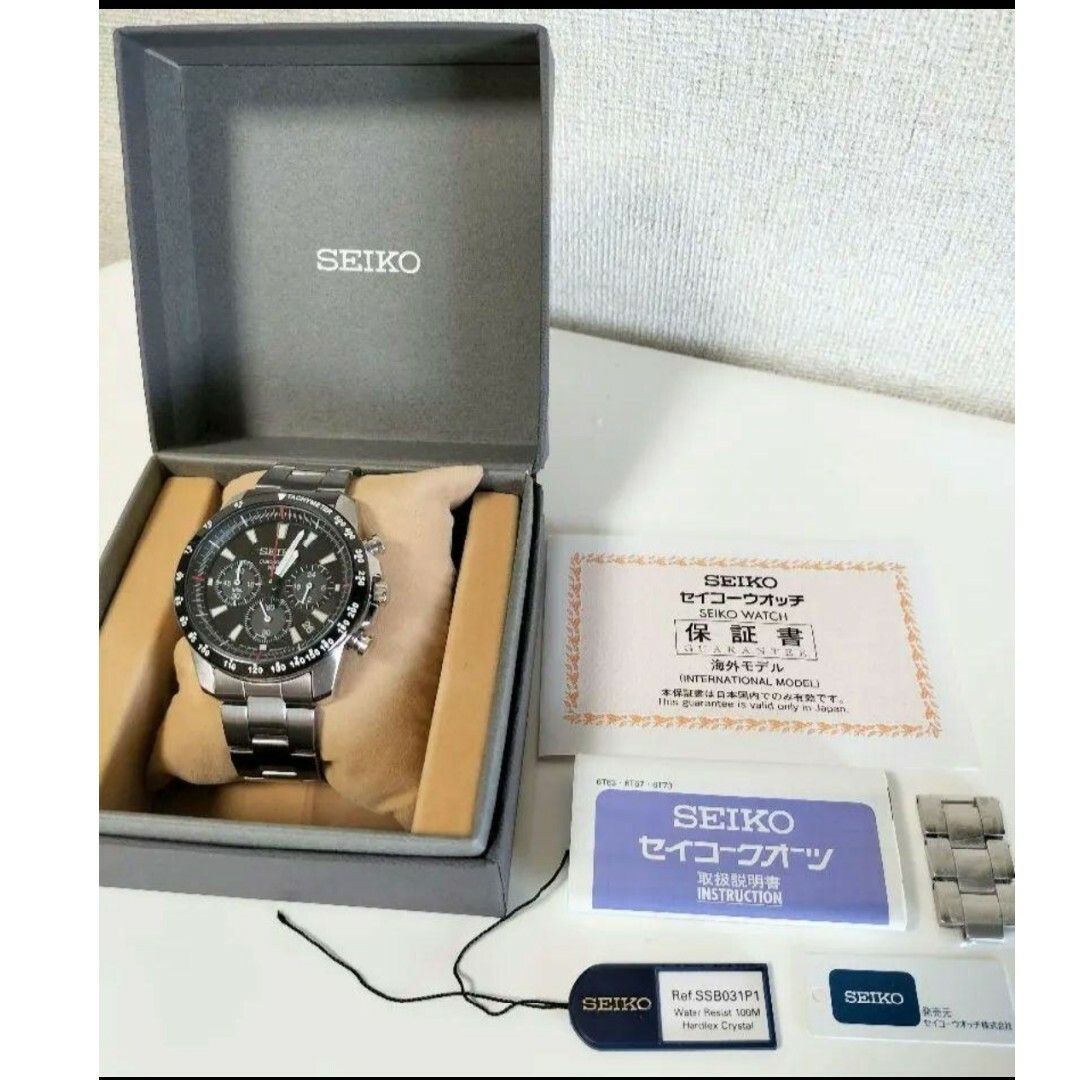 （美品）セイコー SSB031P1 メンズ 腕時計 海外モデル クロノグラフ