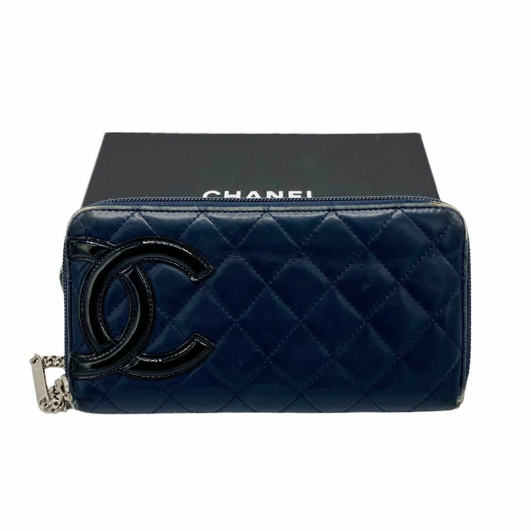 CHANEL カンボンライン　ラムスキン　ラウンドジップ長財布シャネル