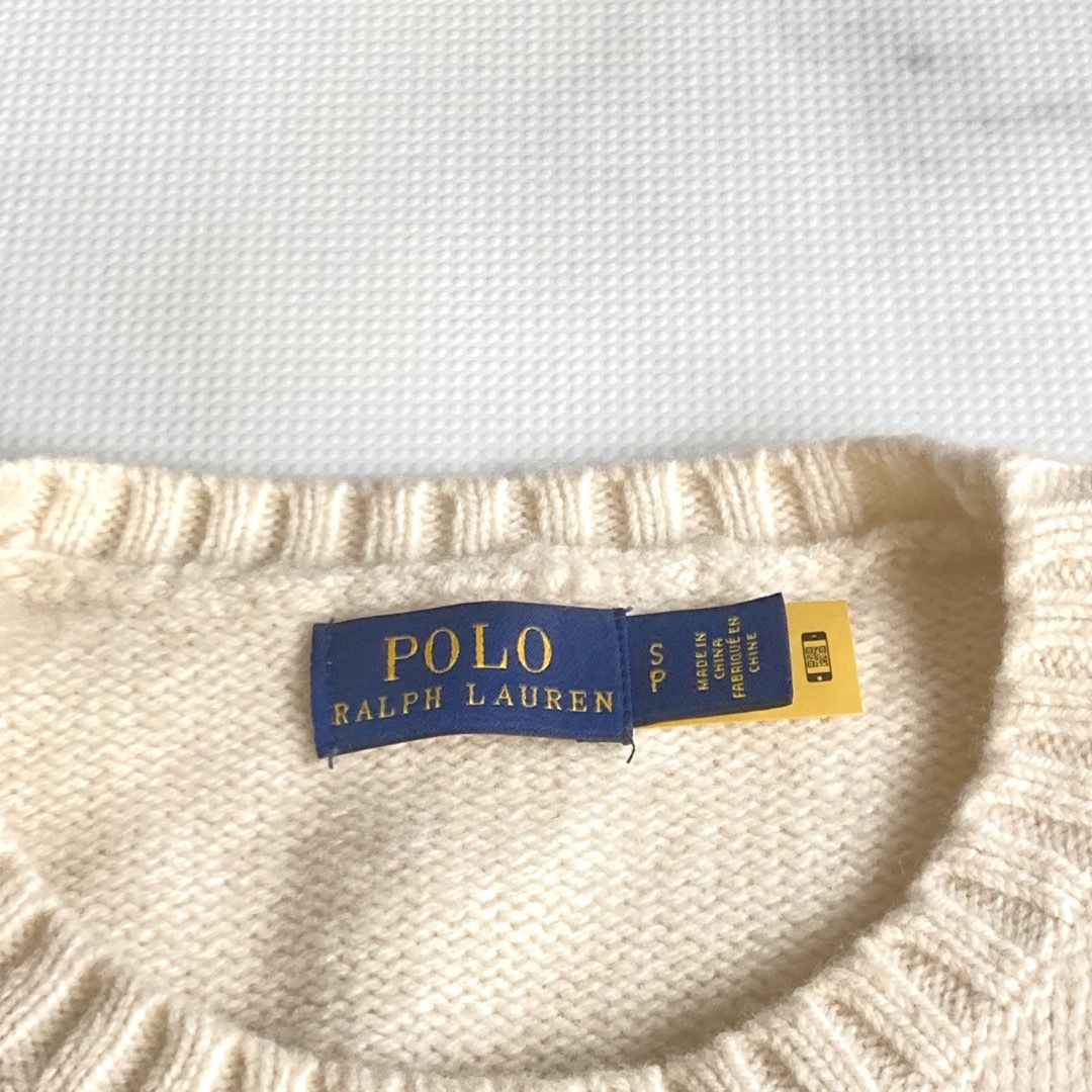 POLO RALPH LAUREN(ポロラルフローレン)の★希少★美品★ポロラルフローレン★ポロベアニット★ワッペン★Sサイズ★白★ レディースのトップス(ニット/セーター)の商品写真