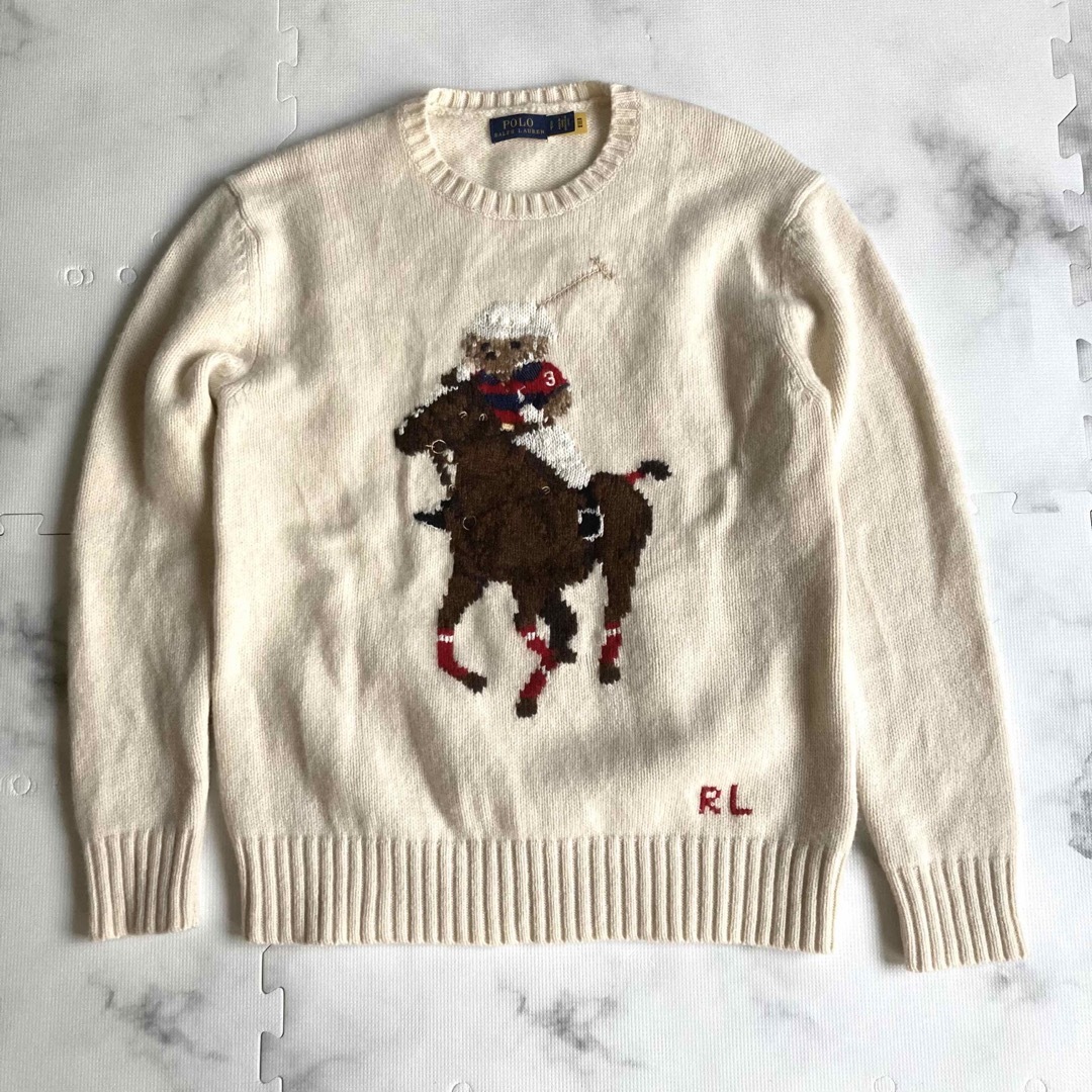 POLO RALPH LAUREN(ポロラルフローレン)の★希少★美品★ポロラルフローレン★ポロベアニット★ワッペン★Sサイズ★白★ レディースのトップス(ニット/セーター)の商品写真