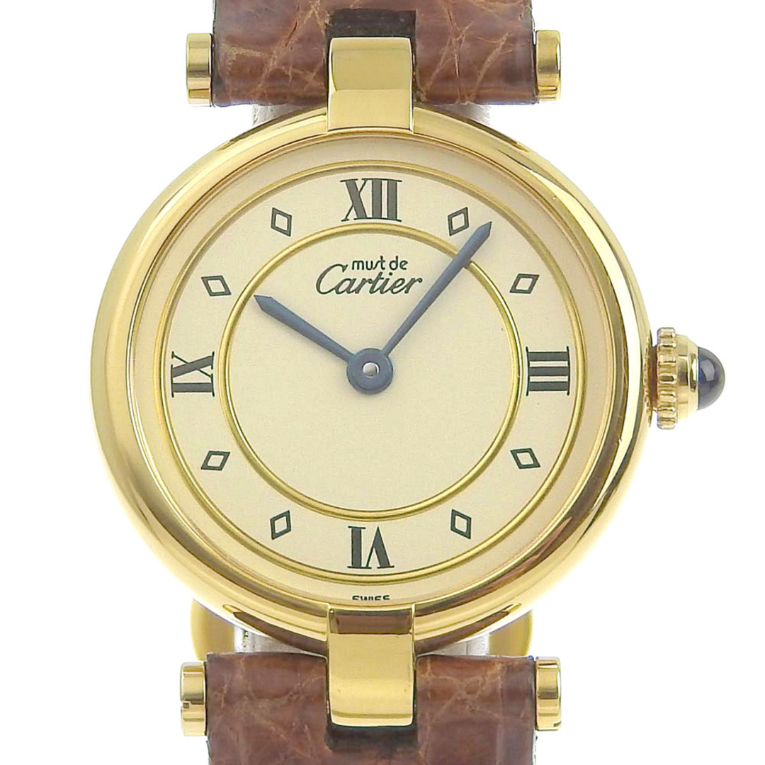 【本物保証】 超美品 カルティエ CARTIER マスト ヴァンドーム ヴェルメイユ レディース クォーツ 電池 腕時計 クリーム文字盤 590004