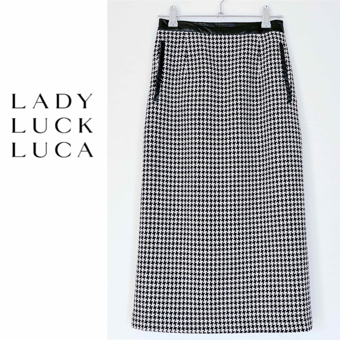 LUCA/LADY LUCK LUCA(ルカレディラックルカ)のLUCA／LADY LUCK LUCA チェック プリーツ ウール 千鳥格子 レディースのスカート(ひざ丈スカート)の商品写真