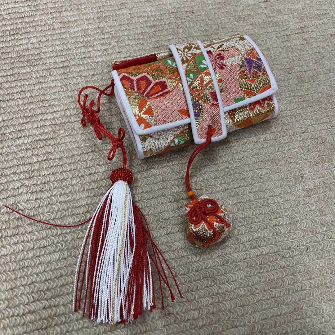 新品 七五三 七歳お祝い はこせこ 筥迫セット 金襴 箱迫小物6点セット 古典柄
