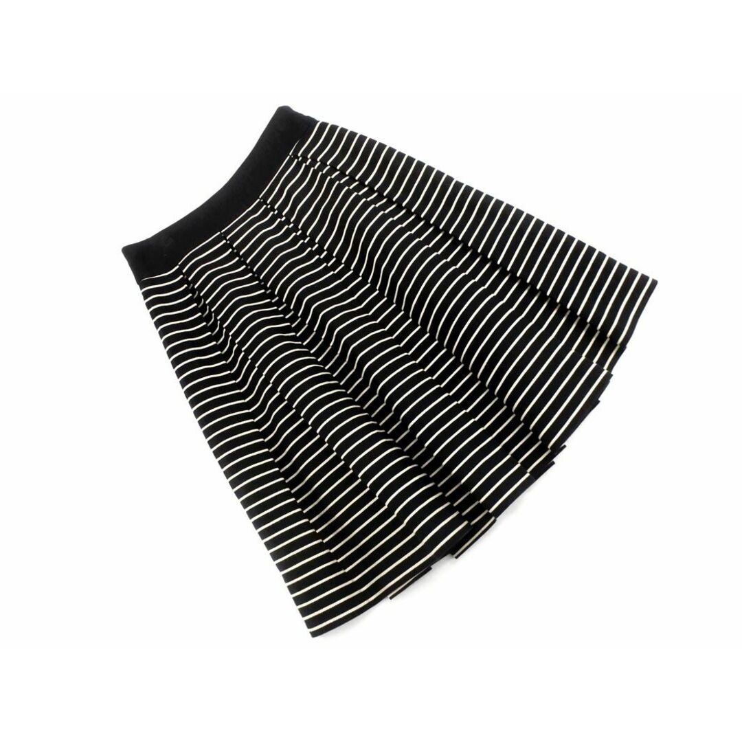 M-premier(エムプルミエ)のM-PREMIER エムプルミエ BLACK ブラック ボーダー タック フレア スカート size34/黒  ◇■ レディース レディースのスカート(ミニスカート)の商品写真