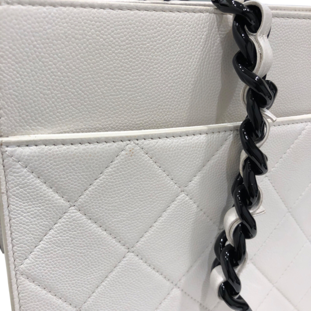 シャネル CHANEL ラージショッピングバッグ AS2304 ホワイト×ブラック キャビアスキン レディース トートバッグ