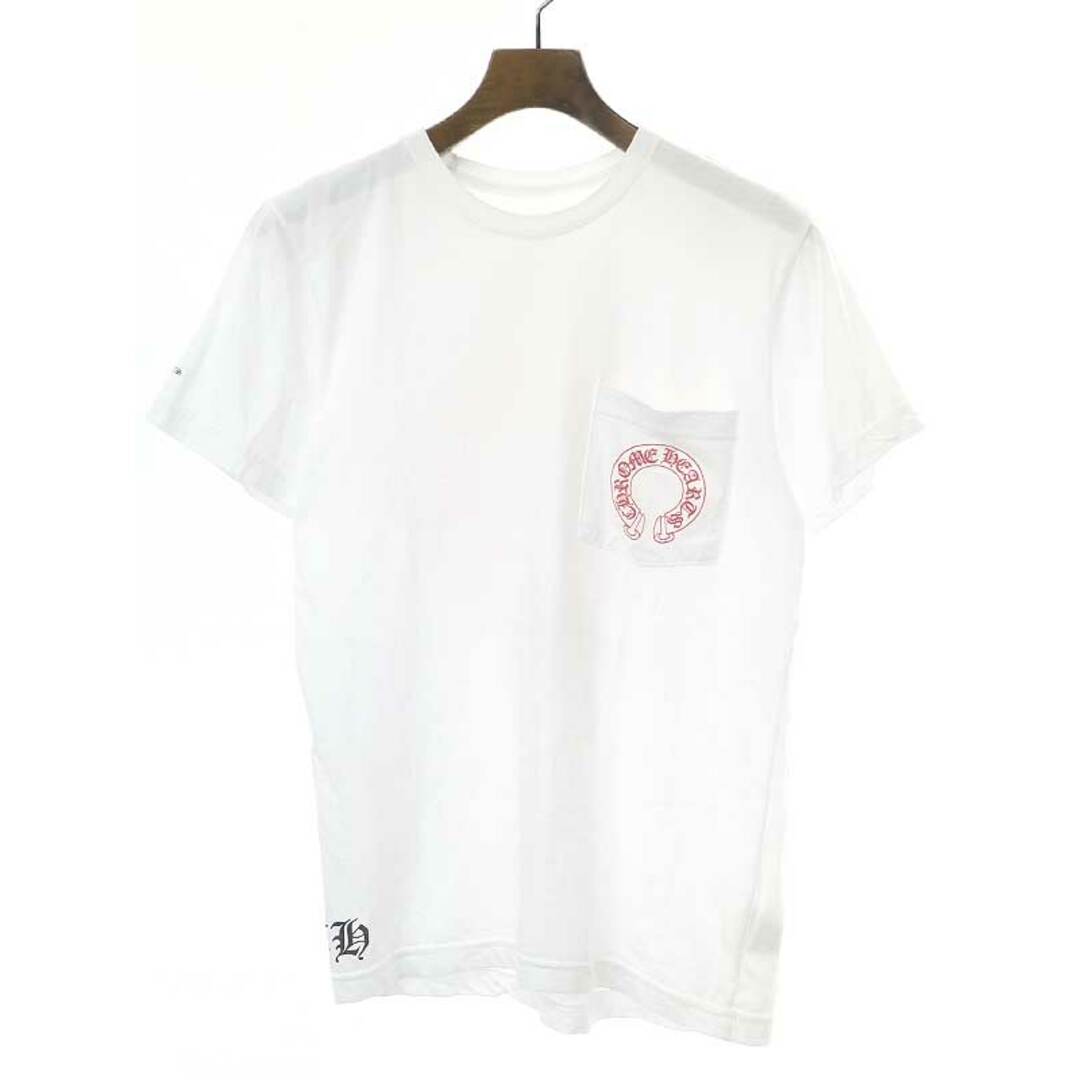 CHROME HEARTS クロムハーツ ホースシュープリントポケットTシャツ ホワイト×レッド S