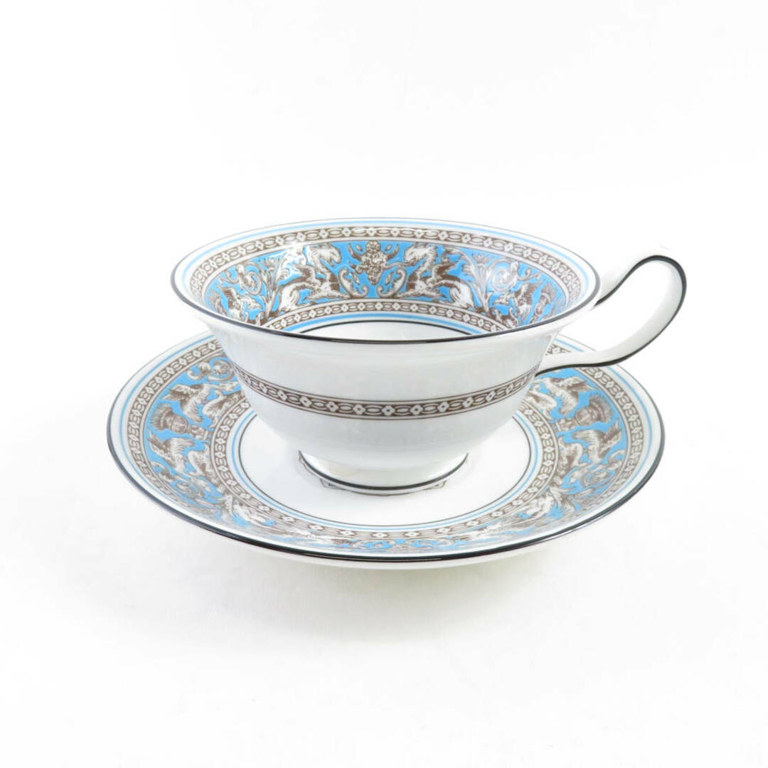 美品 WEDGWOOD ウェッジウッド フロレンティーンターコイズ ティーカップ＆ソーサー 1客 ピオニー SM1339B3