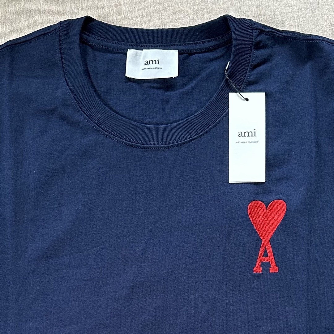 濃紺XXL新品 AMI Paris アミ グラフィック ロゴ Tシャツ 半袖