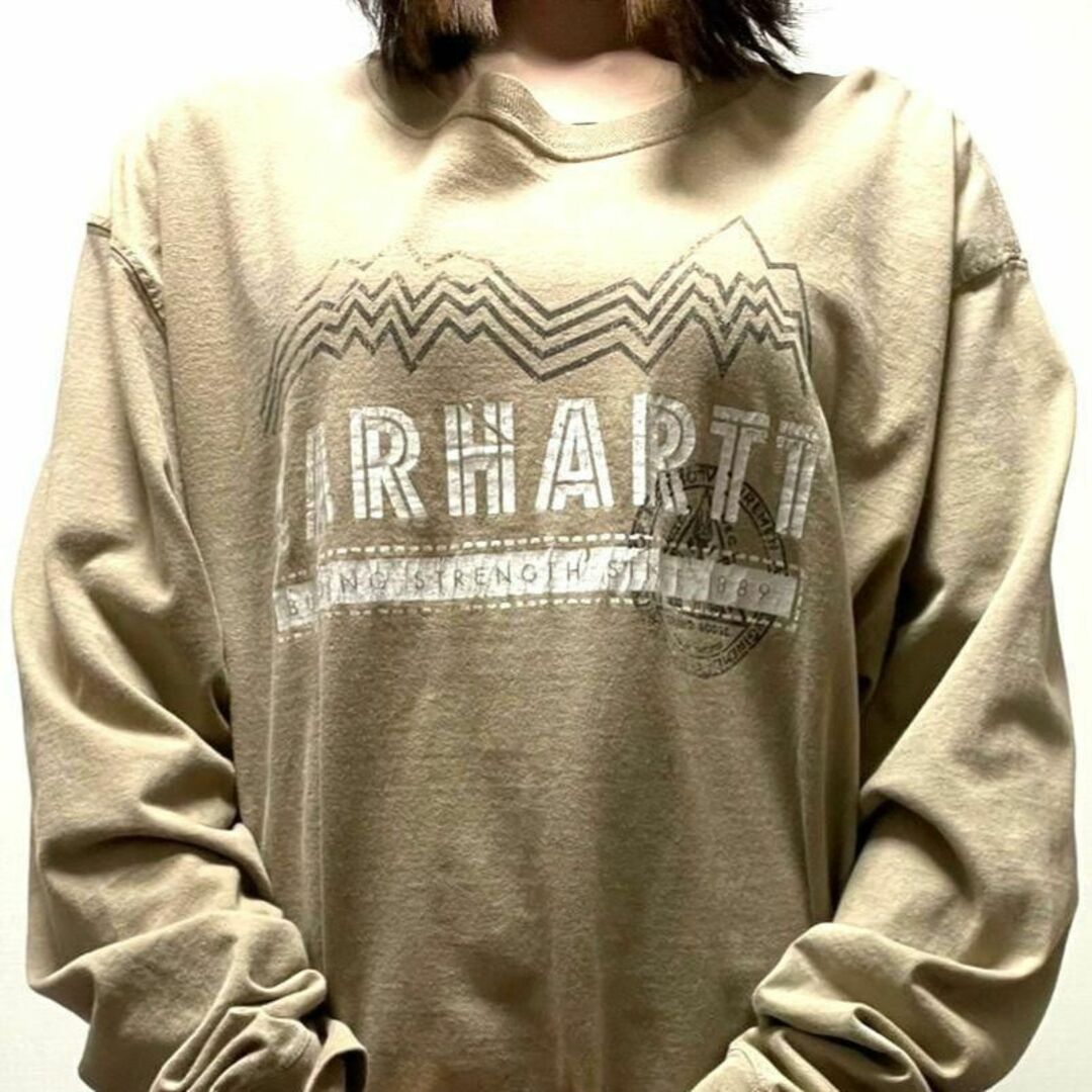 カーハートcarhartt ロゴ ロンティーロンT L ブラウン 茶色 古着 | フリマアプリ ラクマ