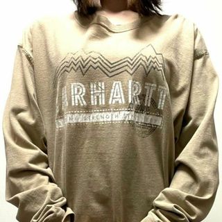 カーハート(carhartt)のカーハートcarhartt ロゴ ロンティーロンT L ブラウン 茶色 古着(Tシャツ/カットソー(七分/長袖))