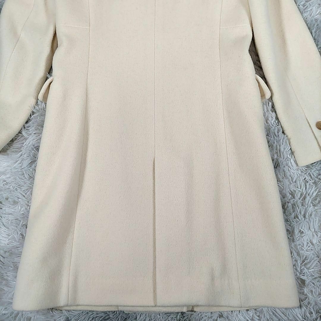 IENA イエナ◎スタンドカラー ロングコート(M)カシミヤ混 細見え 白