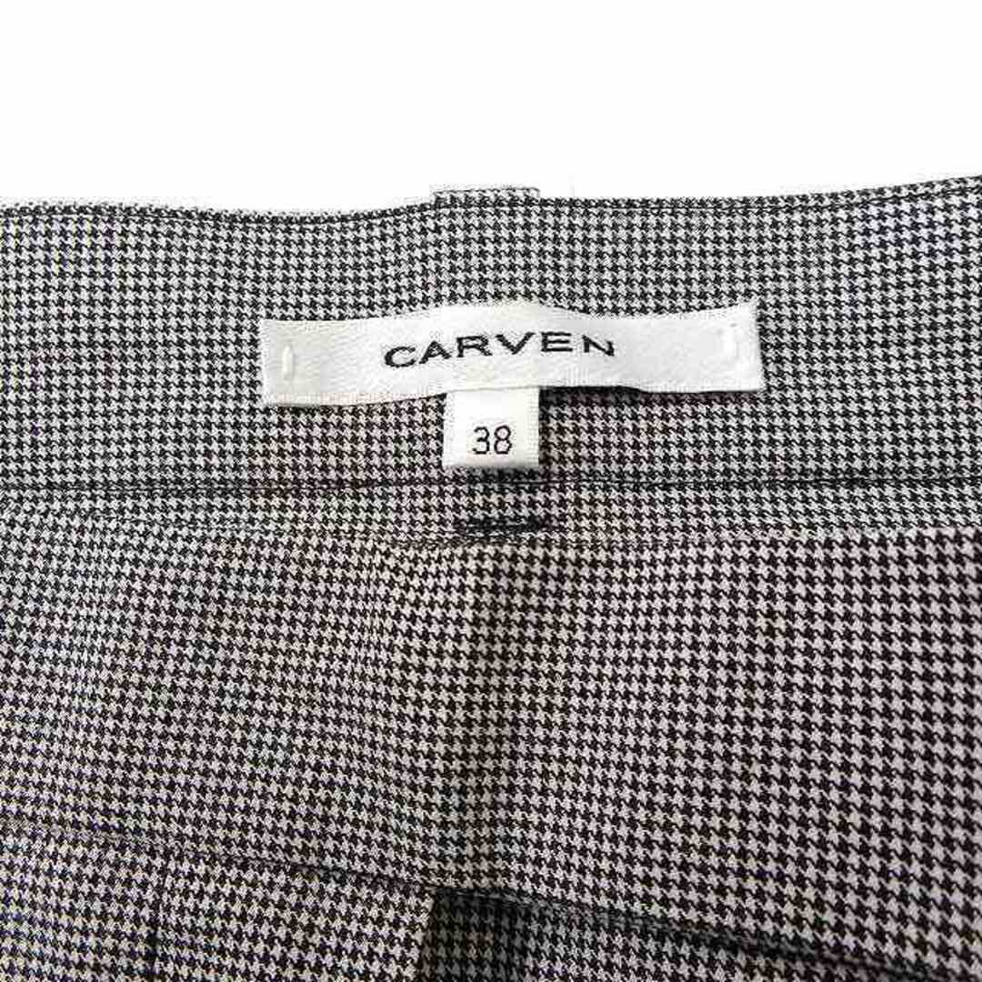 CARVEN(カルヴェン)のカルヴェン CARVEN 千鳥柄 フレアスカート ミニ丈 コットン 綿 38 黒 レディースのスカート(ミニスカート)の商品写真