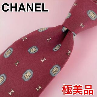 【極美品】CHANEL シャネル ネクタイ ロゴ ココマーク シルク 赤
