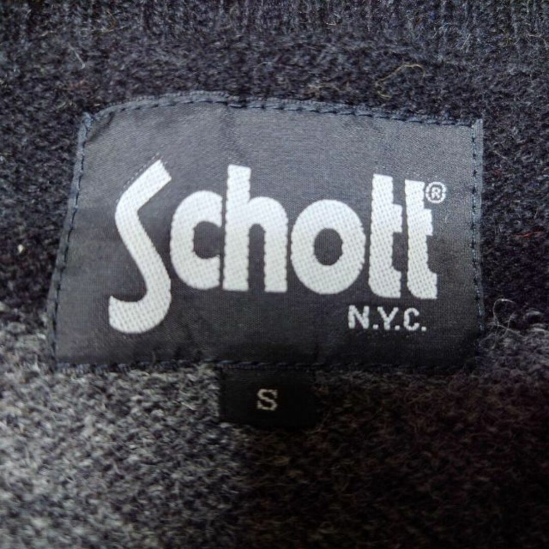 schott - Schott NYC 太ボーダー ニットセーター 胸元刺繍 ショット