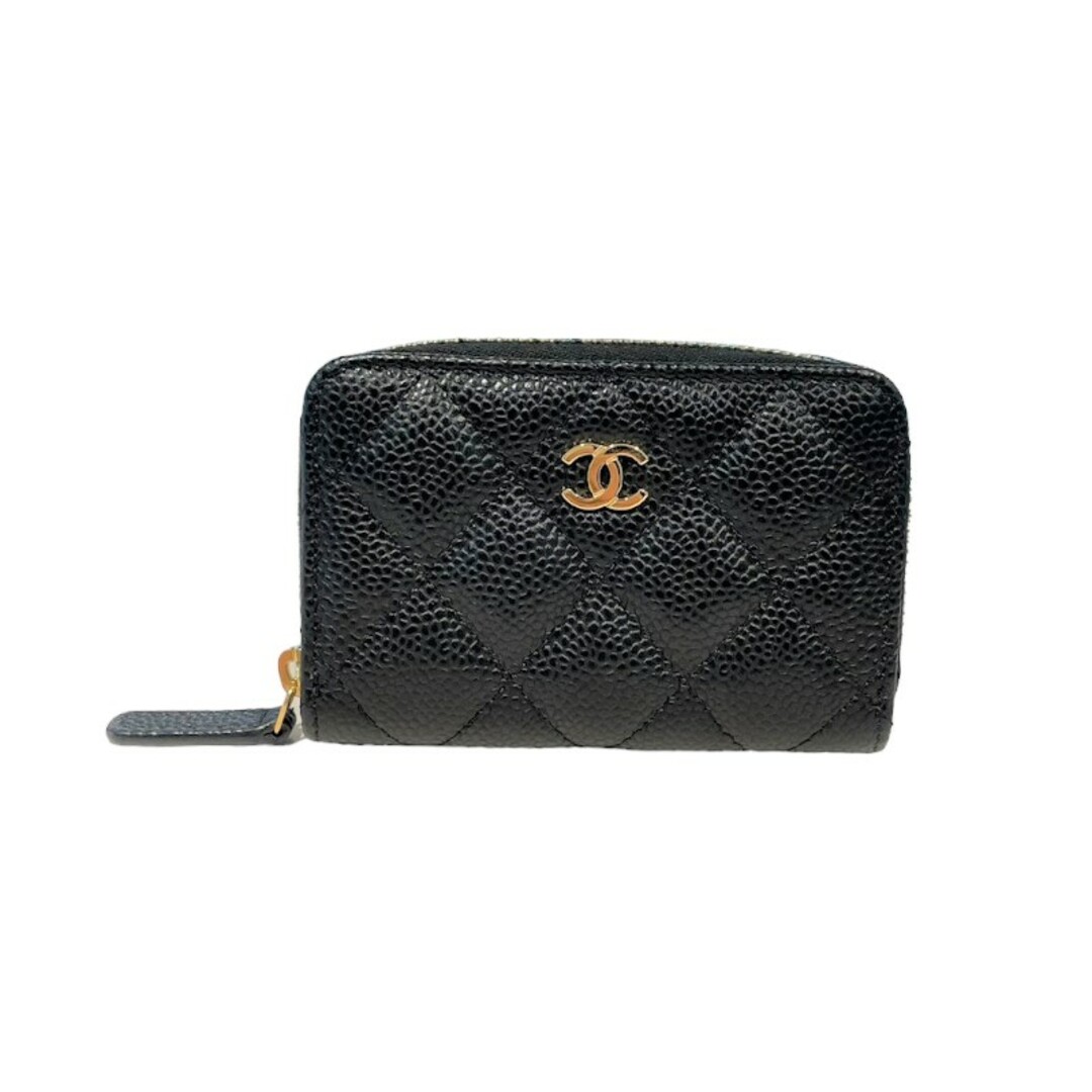 【極美品】CHANEL ジップコインパース キャビアスキン ブラック シャネル