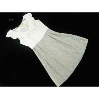 チェスティ(Chesty)のChesty チェスティ レース ボーダー ドッキング ワンピース size0/白ｘ青ｘベージュ ■◆ レディース(ミニワンピース)