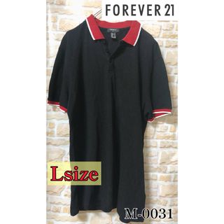 フォーエバートゥエンティーワン(FOREVER 21)のFOREVER21メンズポロシャツ半袖トップス Lサイズ  黒フォロー割引あり(ポロシャツ)