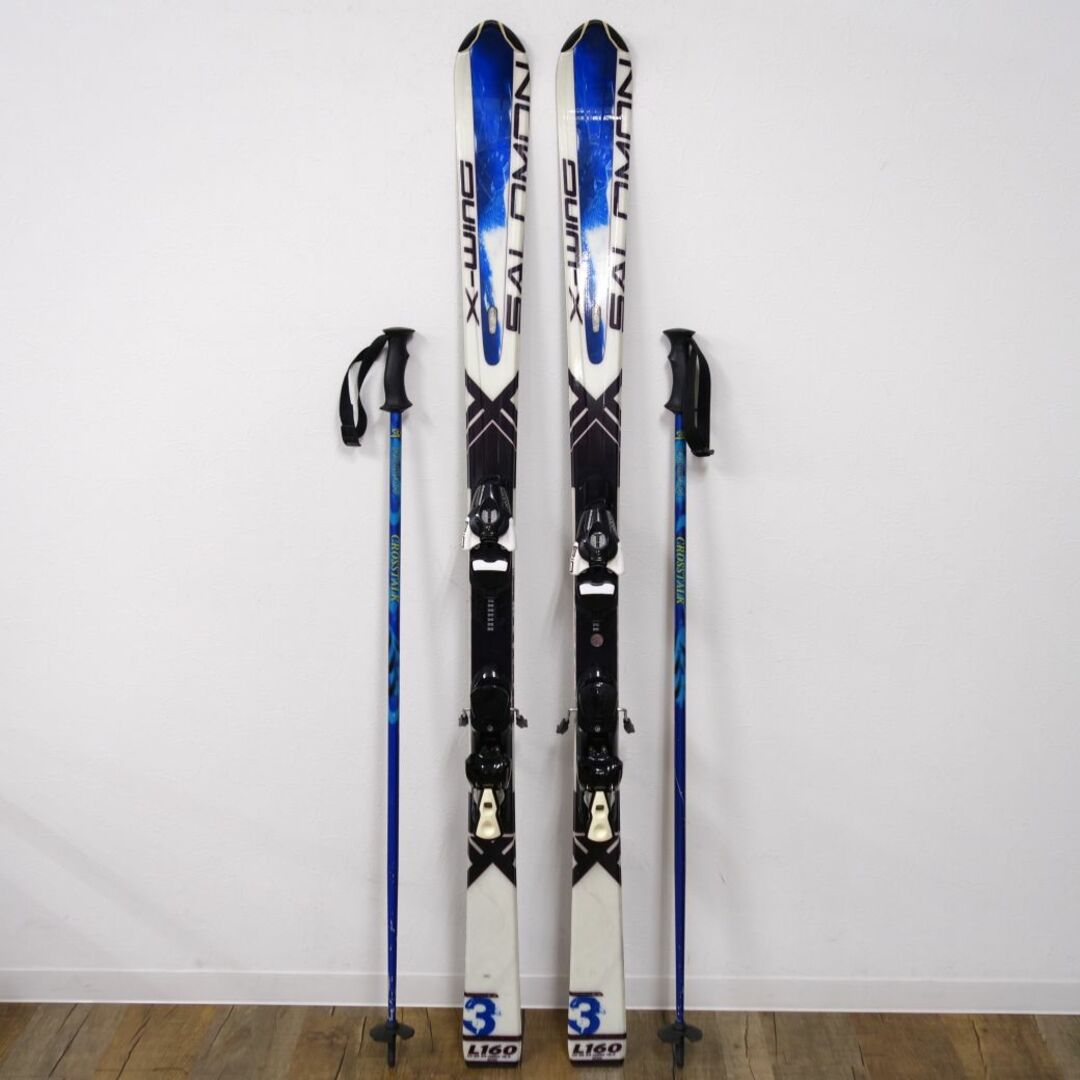 SALOMON(サロモン)のサロモン SALOMON ゲレンデ スキー X WING 3 160cm センター69mm ビンディング サロモン 610 ストック 付き 基礎スキー アウトドア スポーツ/アウトドアのスキー(板)の商品写真