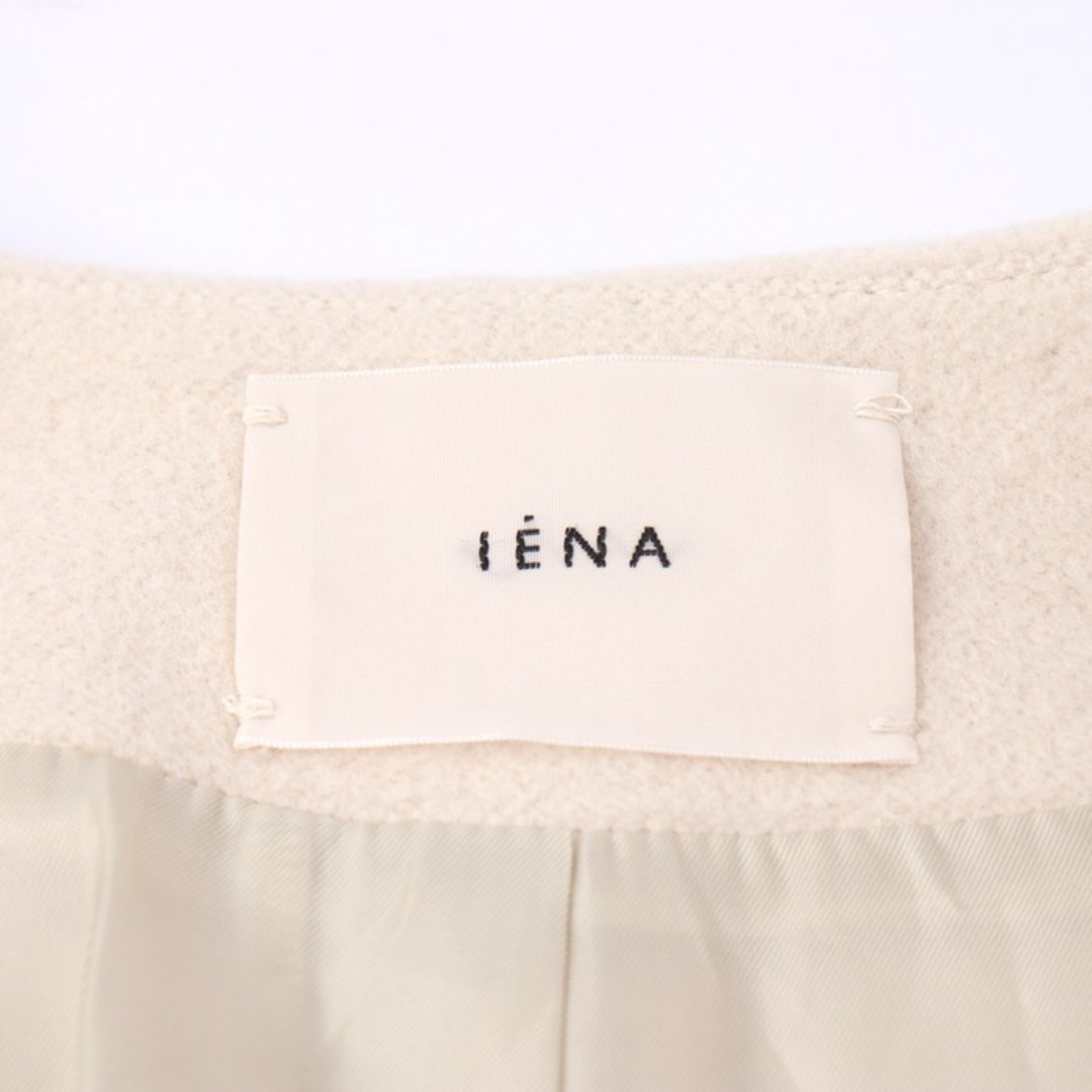 IENA(イエナ)のイエナ ノーカラーコート ミドル丈 アンゴラ/ウール混 フルジップ 無地 アウター 日本製 レディース 38サイズ ベージュ IENA レディースのジャケット/アウター(その他)の商品写真