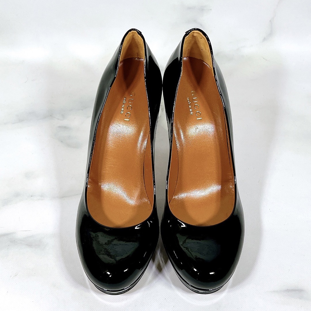 【新品未使用】GUCCI グッチ エナメル パンプス ブラック 22.5