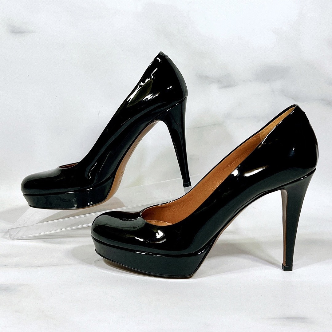 【新品未使用】GUCCI グッチ エナメル パンプス ブラック 22.5