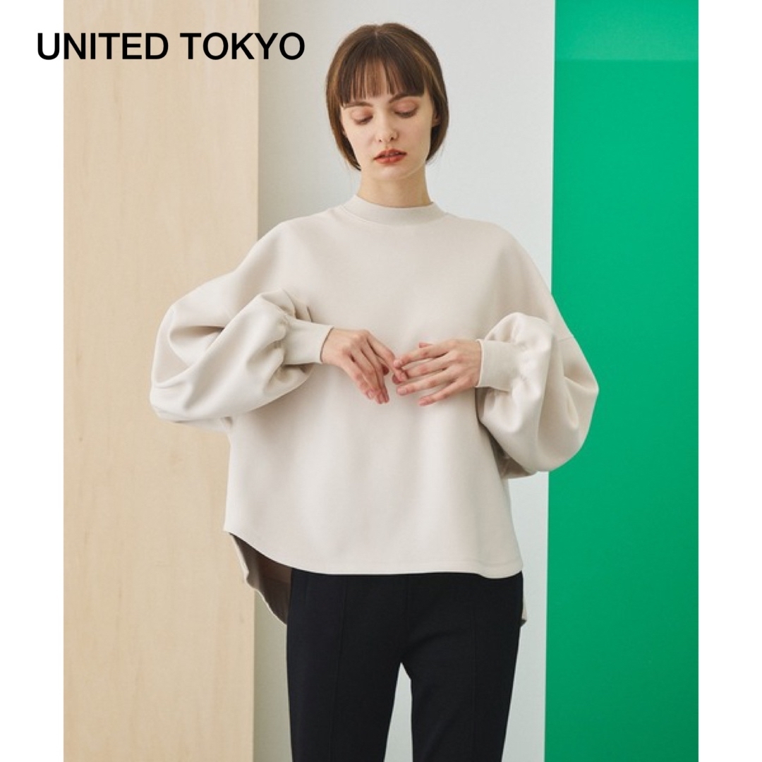 UNITED TOKYO フラットシーマボリュームスリーブ スウェット ホワイト