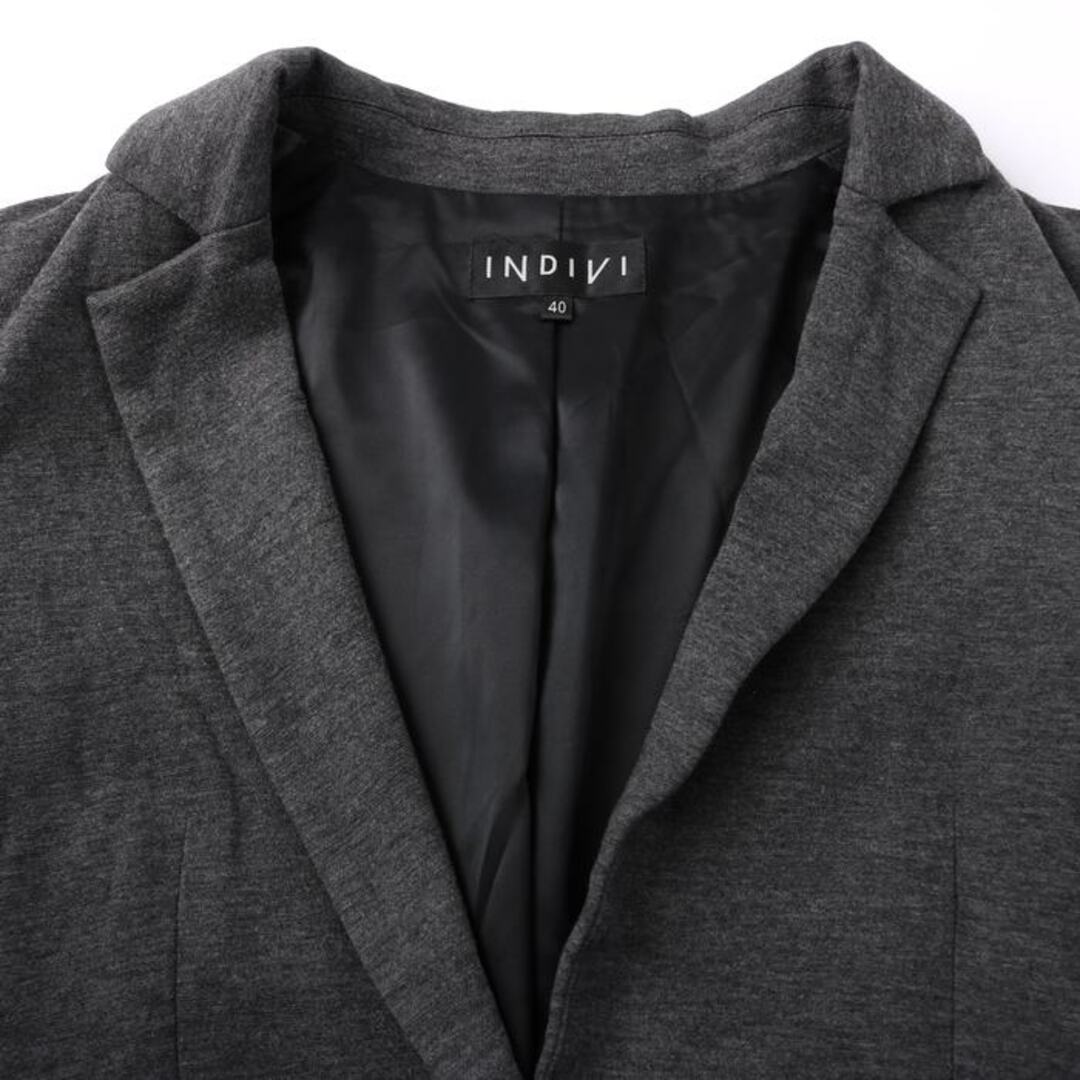 INDIVI(インディヴィ)のインディヴィ テーラードジャケット シングル 無地 アウター 日本製 レディース 40サイズ グレー INDIVI レディースのジャケット/アウター(テーラードジャケット)の商品写真