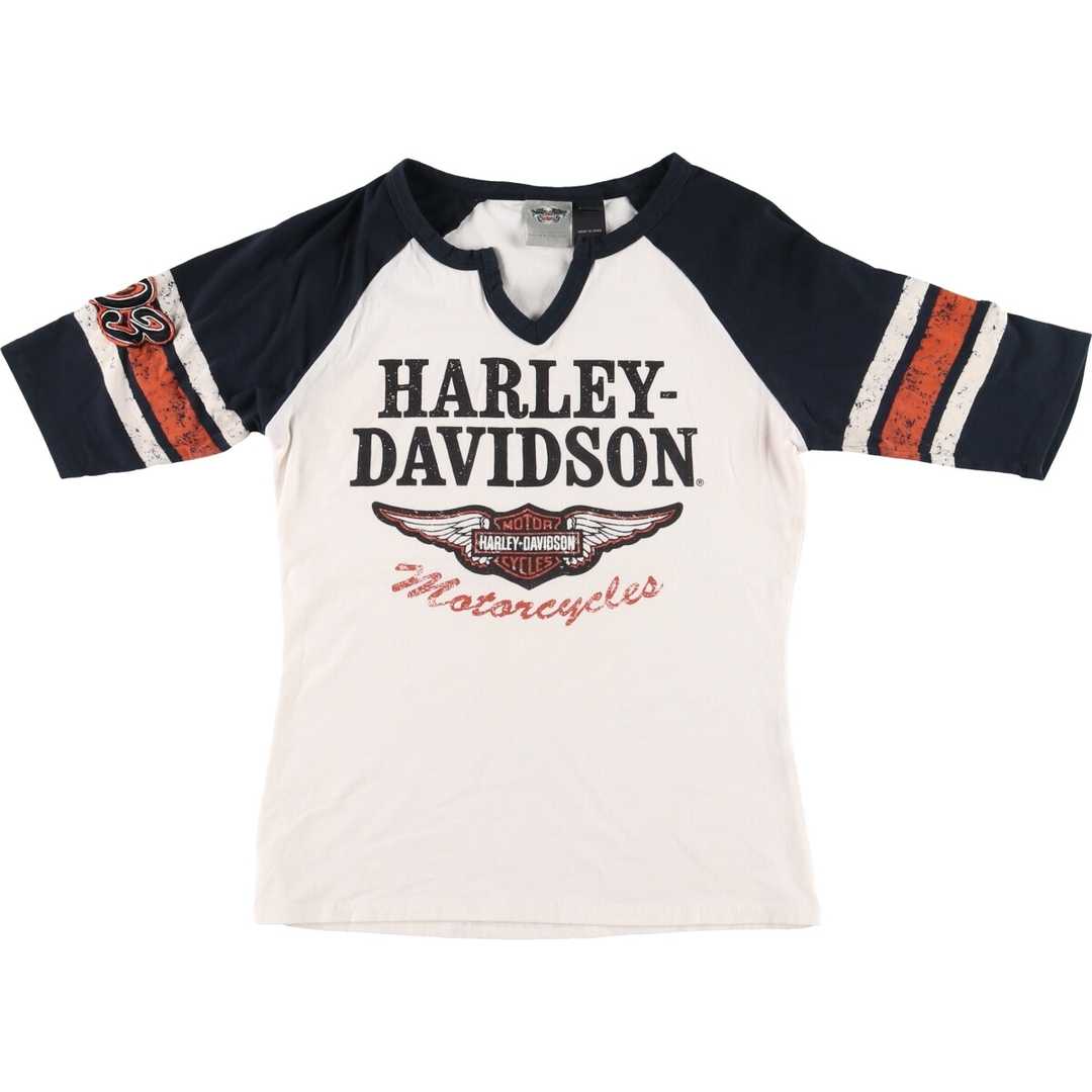 ハーレーダビッドソン Harley-Davidson 五分袖 ラグラン モーターサイクル バイクTシャツ レディースM /eaa371873
