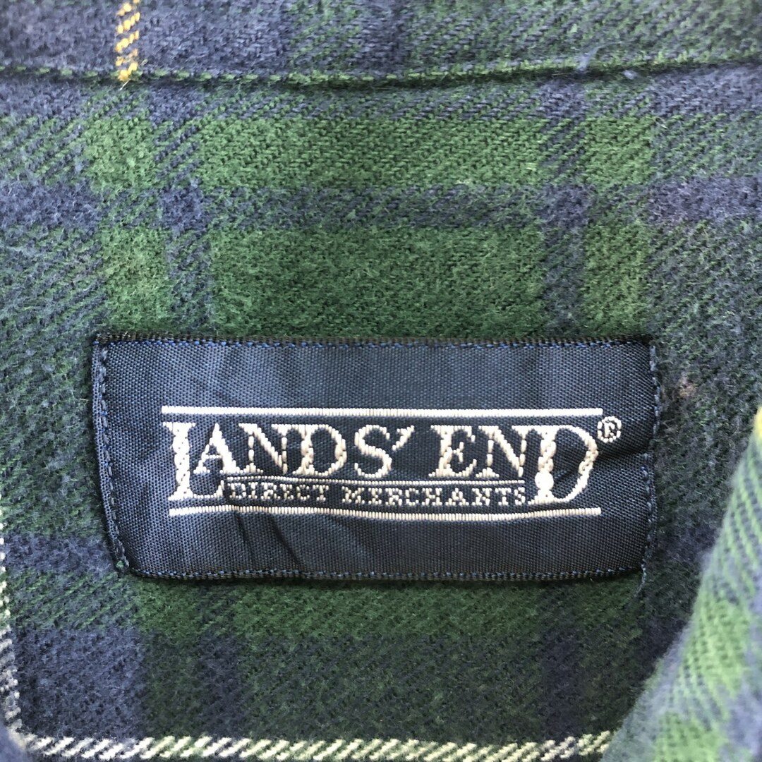 90年代 LANDS'END チェック柄 長袖 ボタンダウン ライトネルシャツ メンズL ヴィンテージ /eaa368810