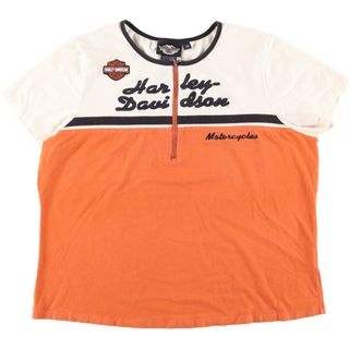 ハーレーダビッドソン(Harley Davidson)の古着 ハーレーダビッドソン Harley-Davidson ハーフジップ モーターサイクル バイクTシャツ レディースM /eaa371894(Tシャツ(半袖/袖なし))