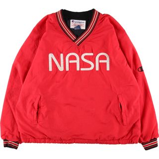 90年代 チャンピオン Champion NASA ナサ Vネック ナイロンプルオーバー メンズXL ヴィンテージ /eaa371277レッド系赤色柄