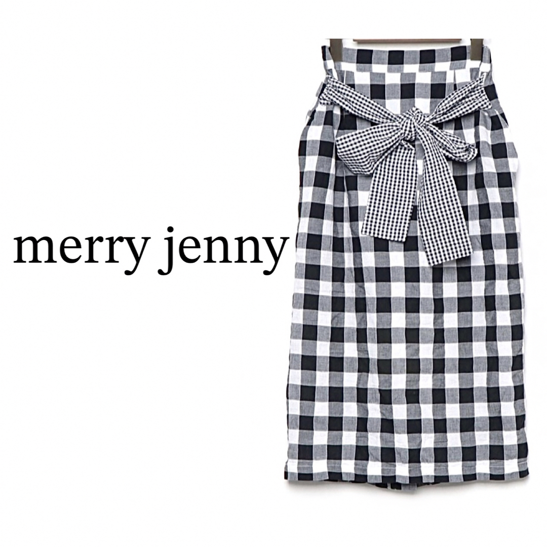 merry jenny【美品】コットン ギンガムチェック リボン スカート