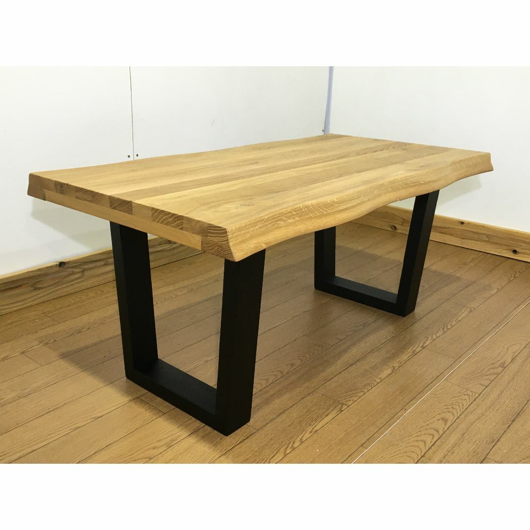 天然木オーク材センターテーブル/90幅/一枚板風デザイン/オイル塗装/新品