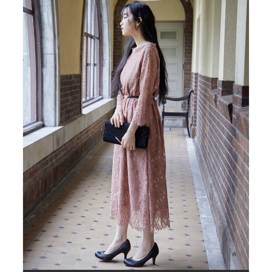 新品 M 総レースポケット付き結婚式ワンピースドレス niana