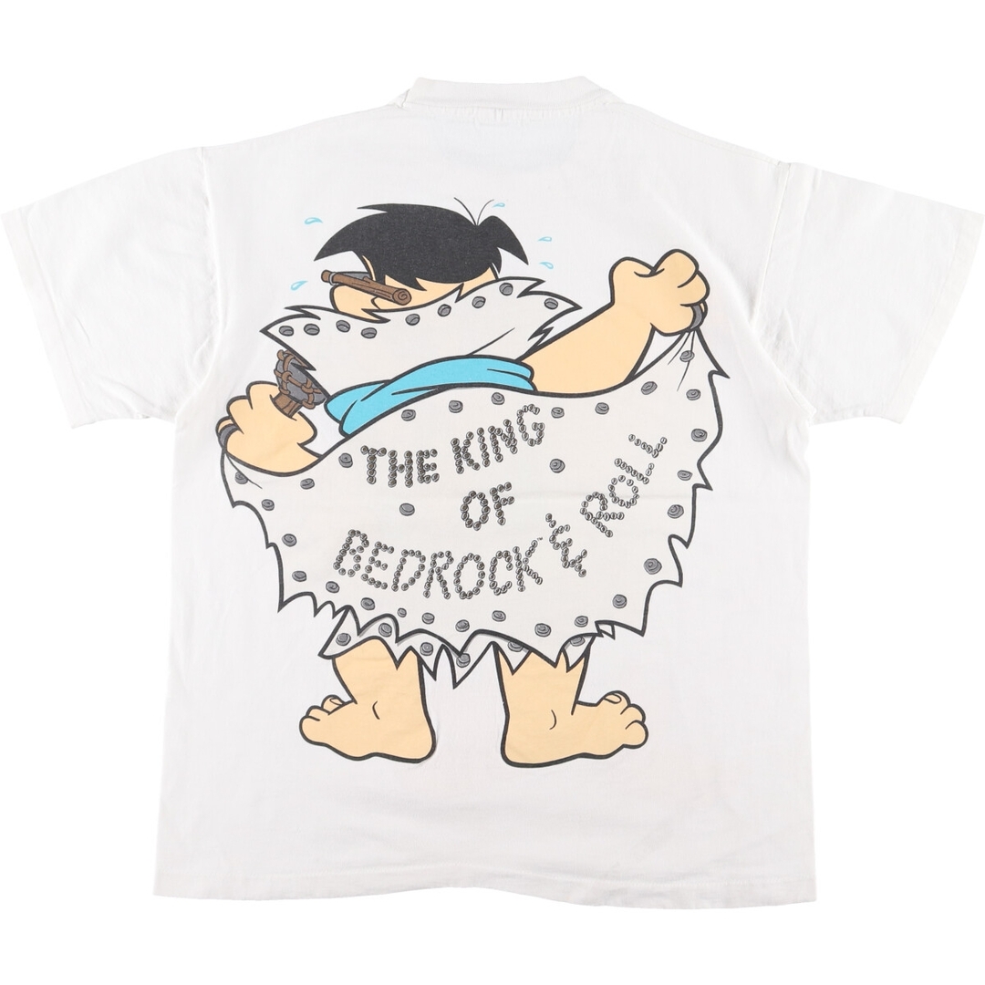 古着 90年代 anvil THE FLINTSTONES 原始家族フリントストーン 大判プリント 両面プリント キャラクタープリントTシャツ USA製 メンズL ヴィンテージ /eaa371065 メンズのトップス(Tシャツ/カットソー(半袖/袖なし))の商品写真