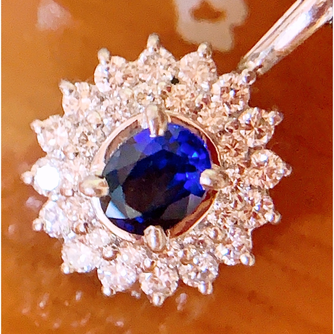 新品濃厚ブルー❣️D0.51\u0026S0.418CT✨プラチナダイヤネックレス　トップ