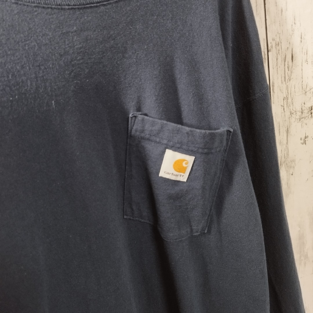 【Carhartt】ポケットロンT　ワンポイントロゴ　オーバーサイズ　秋　冬　海